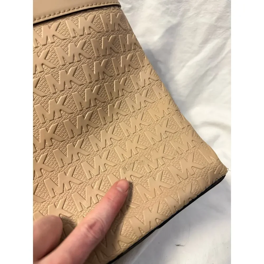 Michael Kors Gramercy Satchel Embossed Purse Beige Tan GS